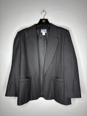 Vintage Pendleton Black Wool Blazer Women's Size 12 Made in USA Virgin Wool Coat